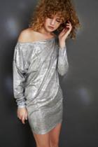 Silence + Noise Slouchy Metallic Off-the-shoulder Mini Dress