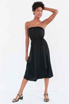 Urban Outfitters Silence + Noise Satin Strapless Tie-waist Midi Dress,black,xs