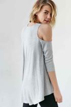 Urban Outfitters Kimchi Blue Tyra Cold Shoulder Tunic Top,grey,xs