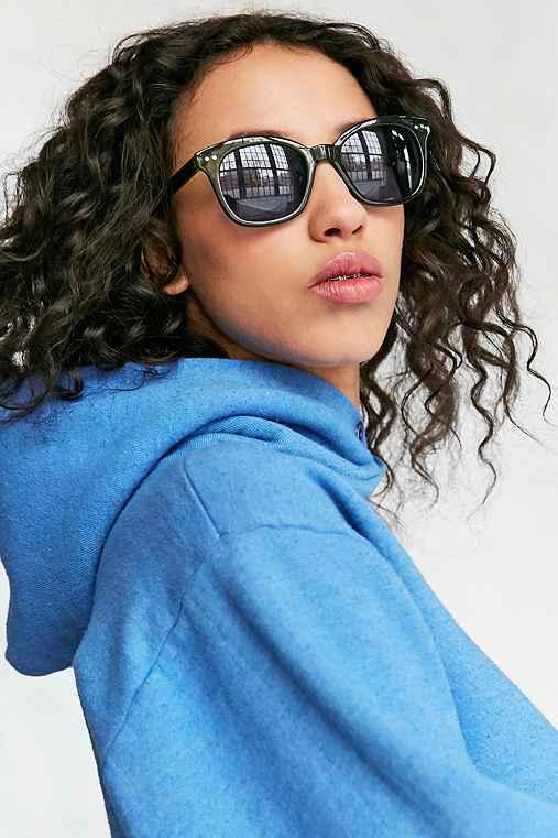 Urban Outfitters Eva Slim Square Sunglasses,dark Green,one Size