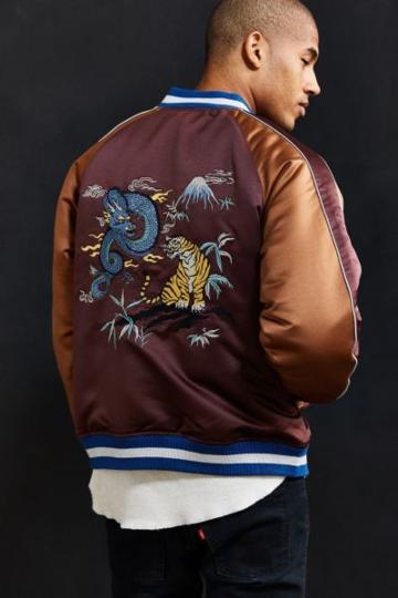 Urban Outfitters Uo Embroidered Dragon Souvenir Jacket