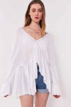 Urban Outfitters Ecote Greenly High/low Blouse,white,xs