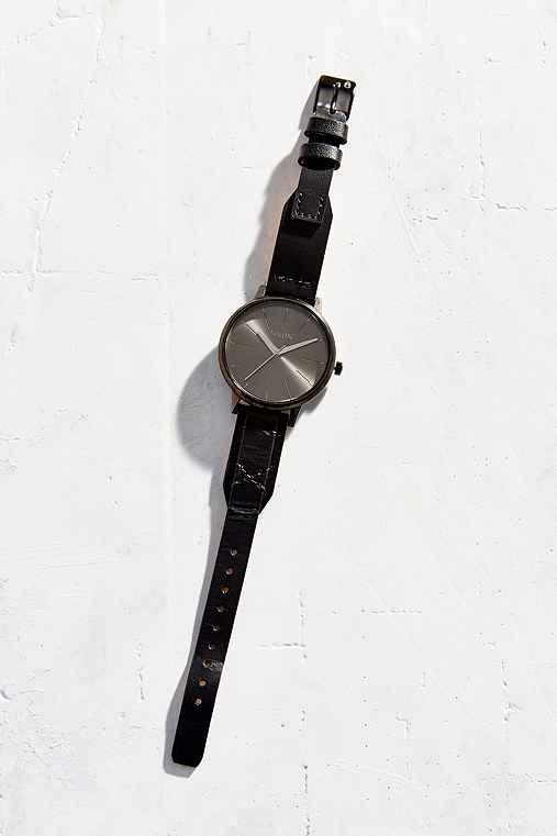 Urban Outfitters Nixon Kensington Leather Black Watch,black,one Size