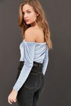 Silence + Noise Lilly Velvet Off-the-shoulder Top