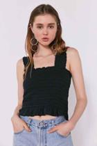Urban Outfitters Ecote Smocked Y-back Tank Top,black,l