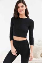 Urban Outfitters Out From Under Cropped Thermal Long Sleeve Top,black,s