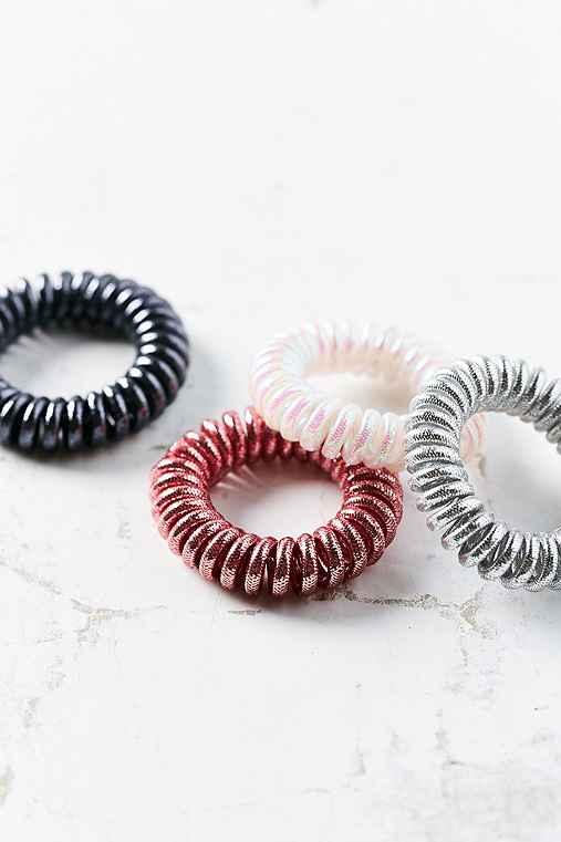 Urban Outfitters Telephone Cord Hair Tie Set,pink,one Size
