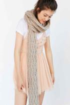 Urban Outfitters Squiggle Rib Knit Scarf,cream,one Size