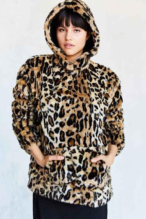Urban Outfitters Silence + Noise Tabby Faux Fur Popover Jacket,orange,l