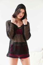 Urban Outfitters Out From Under Mesh Hoodie,black,xs