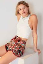 Urban Outfitters Ecote Dylan Printed Dolphin Short,red Multi,l