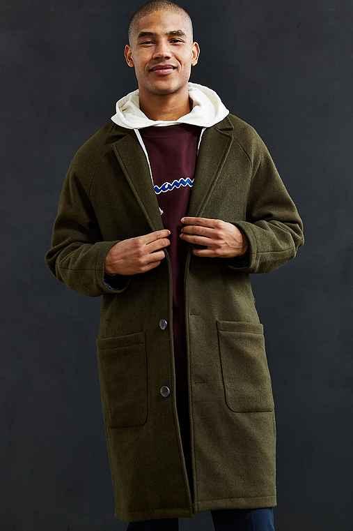 Urban Outfitters Uo Relaxed Raglan Sleeve Top Coat,olive,s