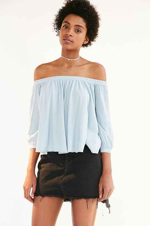 Urban Outfitters Truly Madly Deeply Bardot Off-the-shoulder Top,mint,m