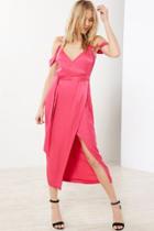 Urban Outfitters Bardot Leah Satin Off-the-shoulder Maxi Wrap Dress