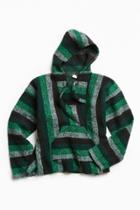 Urban Outfitters Vintage Black + Green Woven Pullover Hoodie Sweatshirt