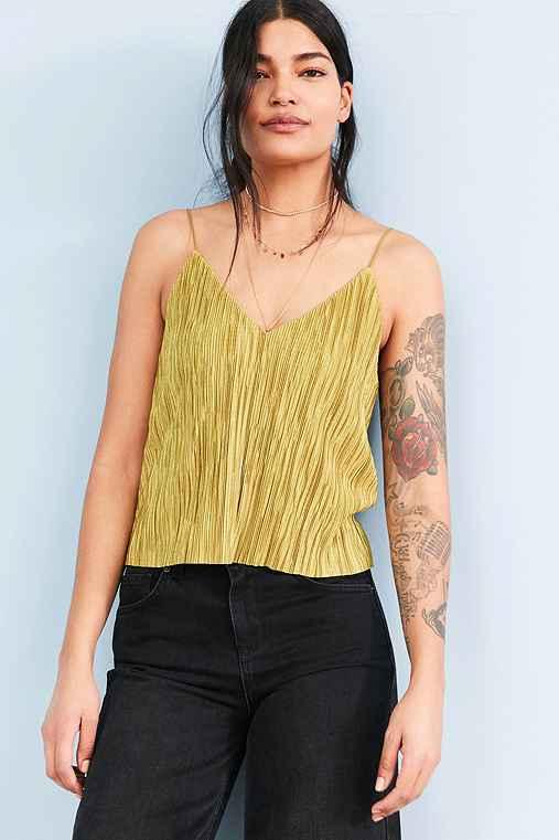 Urban Outfitters Silence + Noise Baby Pleat Slip Cami,gold,s
