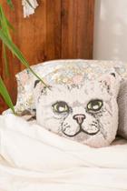 Urban Outfitters Sherpa Cat Pillow,cream,one Size