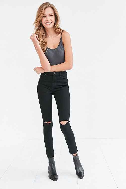 Urban Outfitters Bdg Twig Ripped High-rise Skinny Jean - Black,black,32/29
