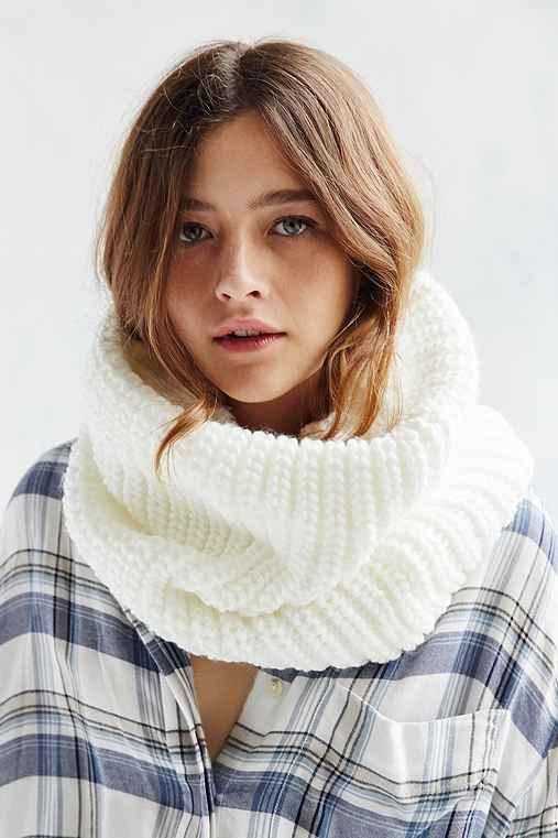 Urban Outfitters Cozy Lined Funnel Scarf,ivory,one Size