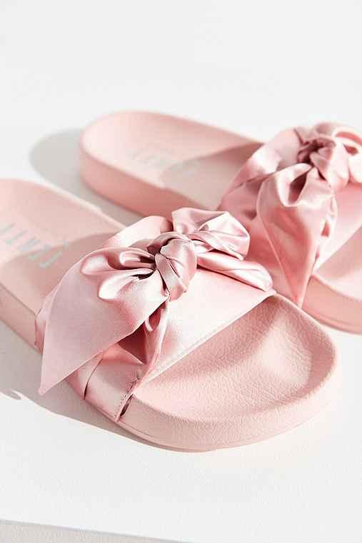 Urban Outfitters Puma Fenty By Rihanna Satin Bow Slide,rose,8.5