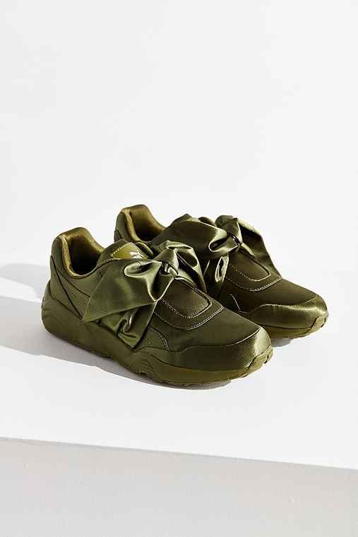 Urban Outfitters Puma Fenty By Rihanna Satin Bow Sneaker,olive,9