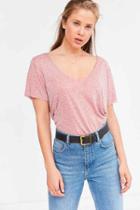 Urban Outfitters Project Social T Textured-knit V-neck Tee,light Red,m