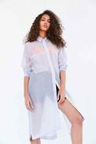 Urban Outfitters Bdg Mermaid Maxi Button-down Shirt,cream Multi,xs/s