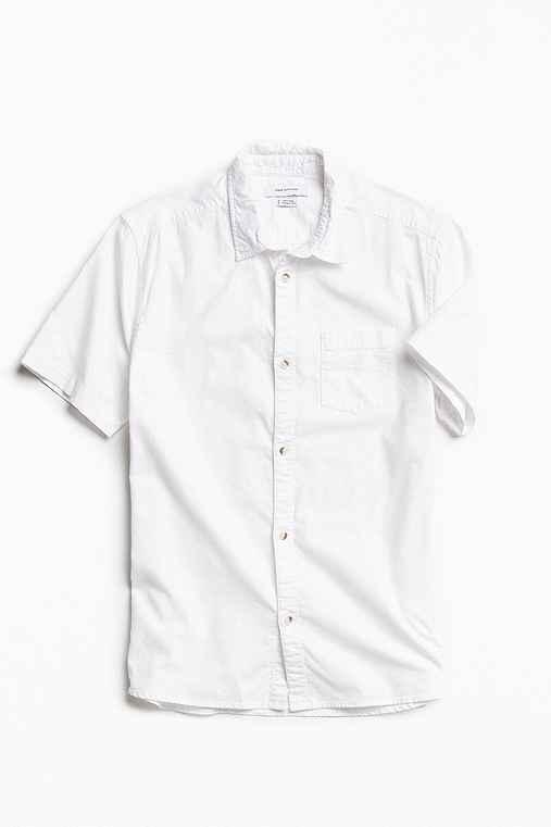 Urban Outfitters Uo Solid Short Sleeve Button-down Shirt,white,m