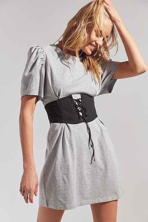 Urban Outfitters Silence + Noise Celeste Balloon-sleeve Mini Dress,grey,m