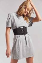 Urban Outfitters Silence + Noise Celeste Balloon-sleeve Mini Dress,grey,m
