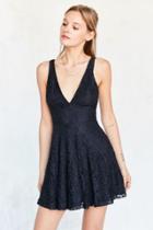 Urban Outfitters Kimchi Blue Plunging Lace Fit + Flare Mini Dress