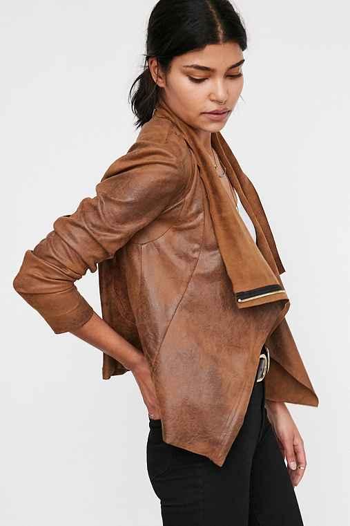 Urban Outfitters Silence + Noise Riley Drapey Vegan Suede Jacket,brown,m