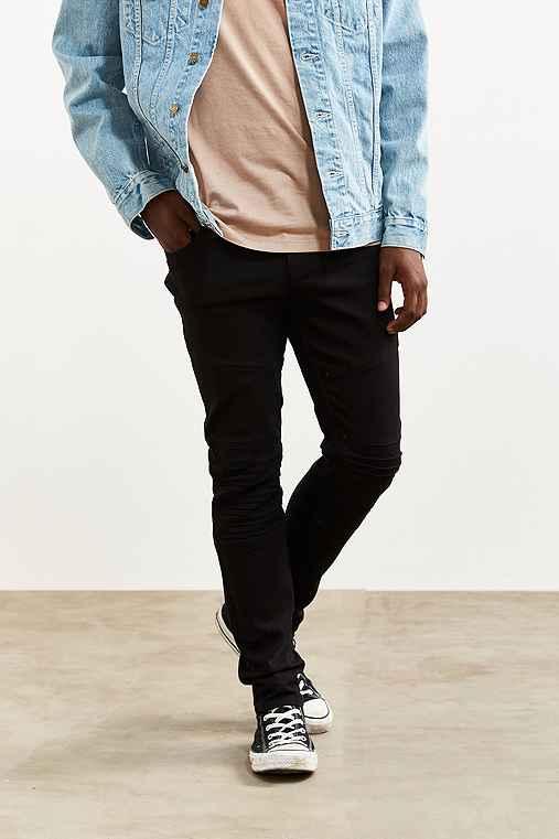 Urban Outfitters Tripp Nyc Pleated Knee Moto Skinny Jean,black,34