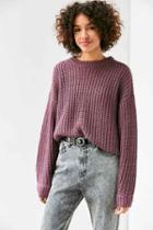 Urban Outfitters Bdg Ashley Waffle Stitch Crew Neck Sweater,violet,s