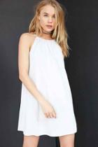 Urban Outfitters Silence + Noise Shirred High-neck Swing Mini Dress,light Grey,xs