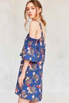 Urban Outfitters Kimchi Blue Cold-shoulder Flutter Sleeve Dress,blue Multi,l