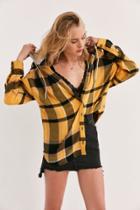 Bdg Darcy Hooded Flannel Button-down Top