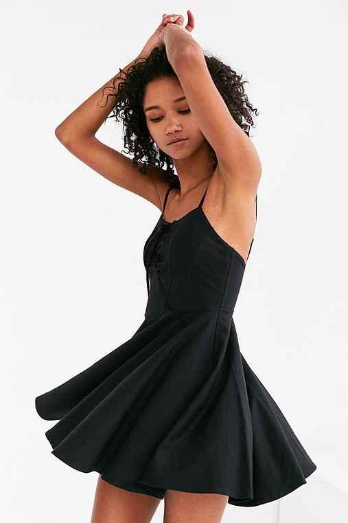 Urban Outfitters Kimchi Blue Katie Lace-up Corset Mini Dress,black,s