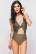 Urban Outfitters 6 Shore Road X Uo Divine One-piece Swimsuit,green,l