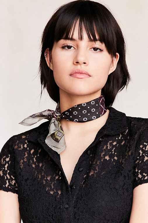 Urban Outfitters Patchwork Mini Square Scarf,beige,one Size