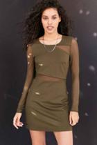 Urban Outfitters Silence + Noise Lightning Mesh Cutout Mini Dress,olive,m