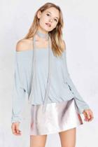 Urban Outfitters Silence + Noise Free Bird Dolman-sleeve Off-the-shoulder Top,grey,s