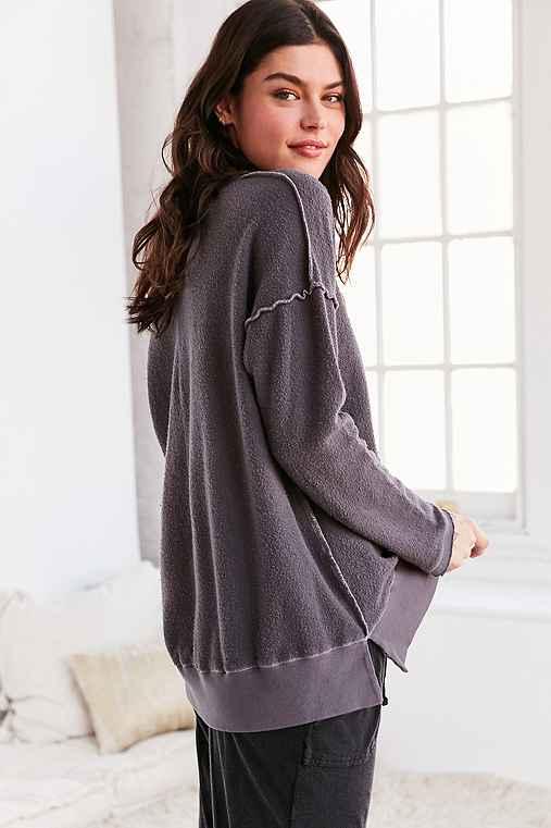 Urban Outfitters Truly Madly Deeply V-neck Pullover Sweatshirt,charcoal,xs