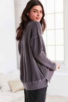 Urban Outfitters Truly Madly Deeply V-neck Pullover Sweatshirt,charcoal,xs