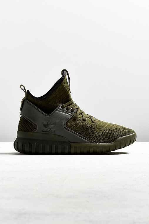 Urban Outfitters Adidas Tubular X Primeknit Mono Sneaker,olive,10.5