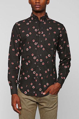 Shades Of Grey By Micah Cohen Orange Flower Button-down Shirt
