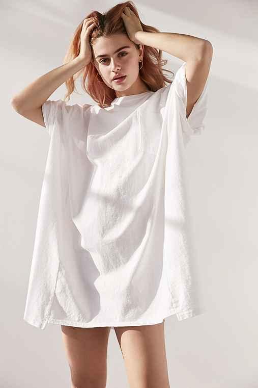 Urban Outfitters Silence + Noise Oversized Drop Shoulder Tee Dress,white,one Size