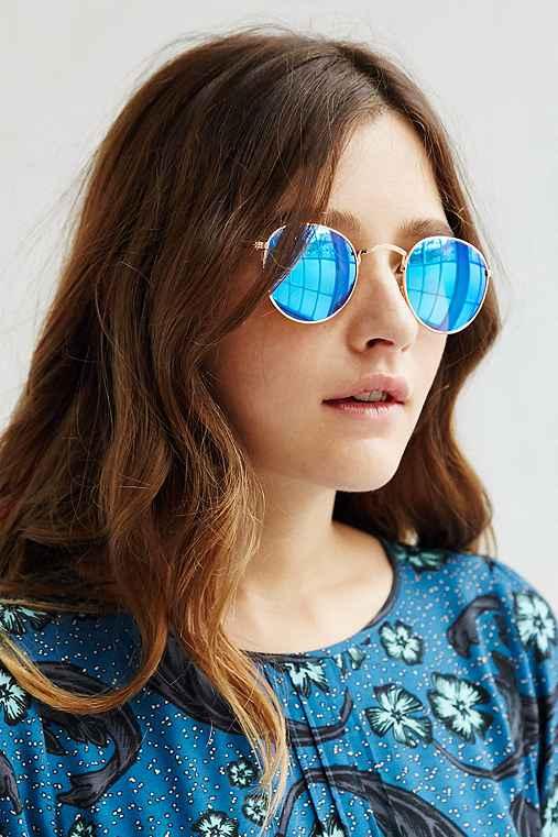 Urban Outfitters Round Metal Sunglasses,blue,one Size