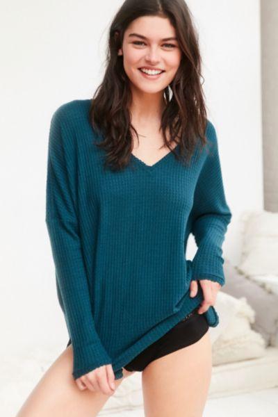 Urban Outfitters Out From Under Oversized Cozy Thermal V-neck Top