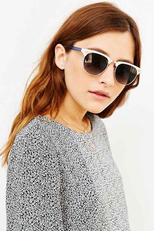 Urban Outfitters Skylar Half-frame Sunglasses,dark Blue,one Size